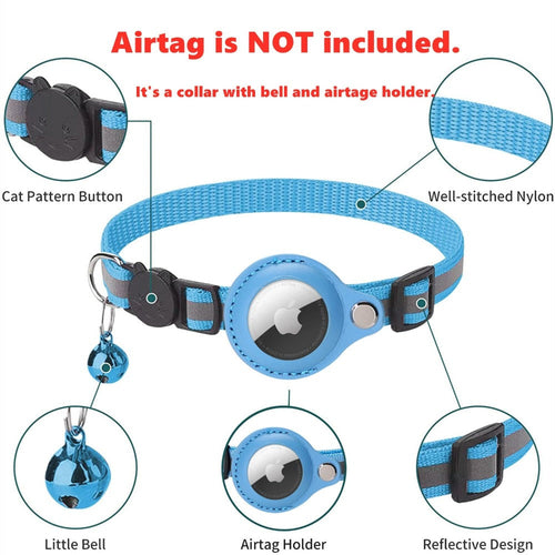 Collar reflectante con porta AirTag para perros y gatos / Reflective Airtag Case Collar for Cats and Dogs